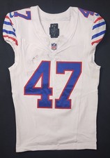 PHOTO MATCHED 2025 CHRISTIAN BENFORD BUFFALO BILLS GAME WORN THROWBACK JERSEY