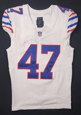 PHOTO MATCHED 2025 CHRISTIAN BENFORD BUFFALO BILLS GAME WORN THROWBACK JERSEY