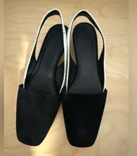 NEOUS Leather and Suede Square Toe Slingback Heels Women's EU 35.5 Size