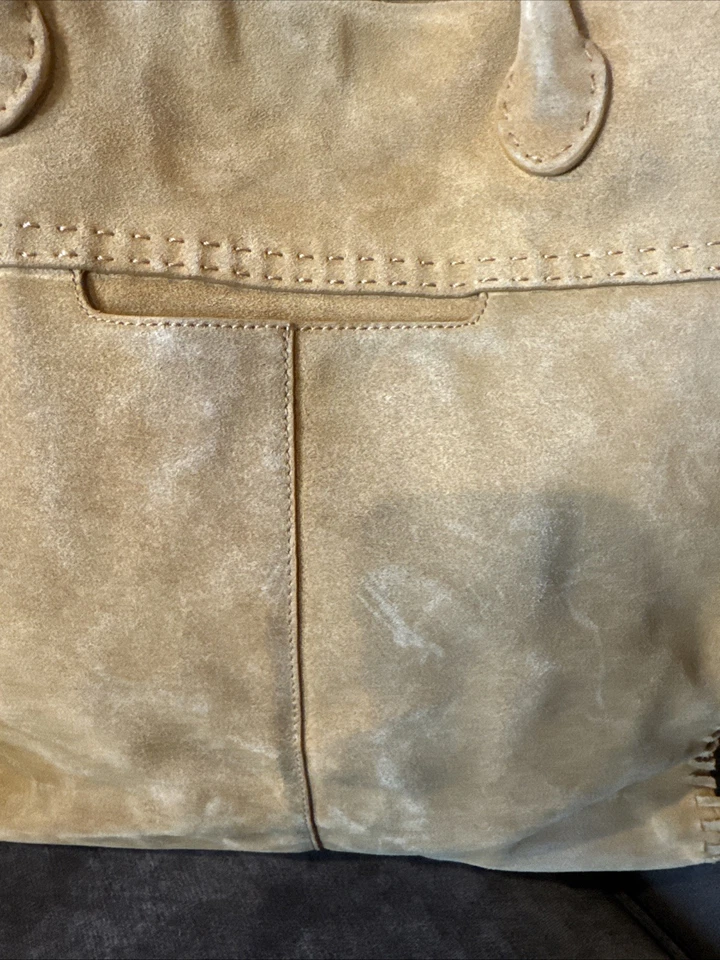 Suede Large Hobo Shoulder Bag With Fringe Camel Color Women’s Used - Image 3 of 4