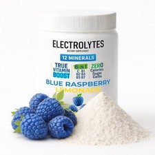 Electrolyte Complex Hydration Powder  12 Minerals  6 Vitamins  Blue Raspberry