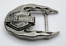 Vintage Harley Davidson Belt Buckle Flame And Logo