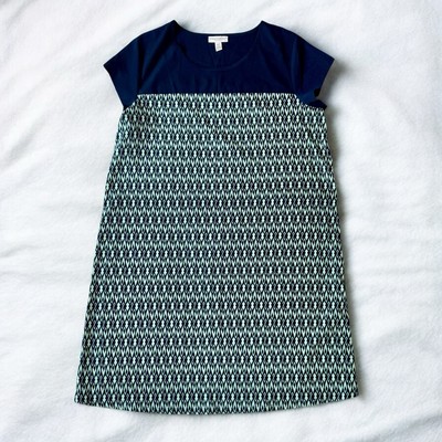 Maternity Shift Dress Liz Lange for Target Ikat Women's Medium Blue Teal Flowy