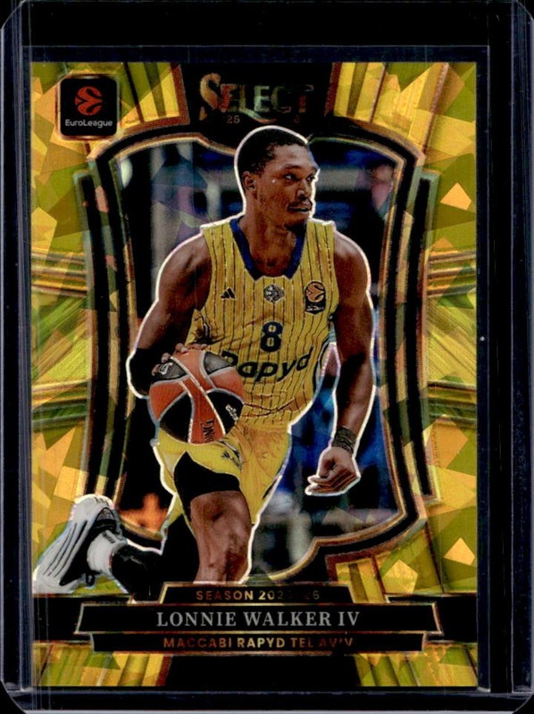 2025-26 Select EuroLeague Lonnie Walker IV Premier Gold Cracked Ice Prizm #/10