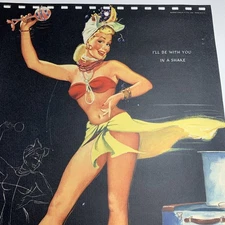1951 Pin Up Calendar Girl Page Elliot Art Alliance Ohio Blonde Beautiful