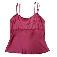 Vintage Y2K Wet Seal Tank Top Womens XS Pink Silk Babydoll Cropped Double Strap