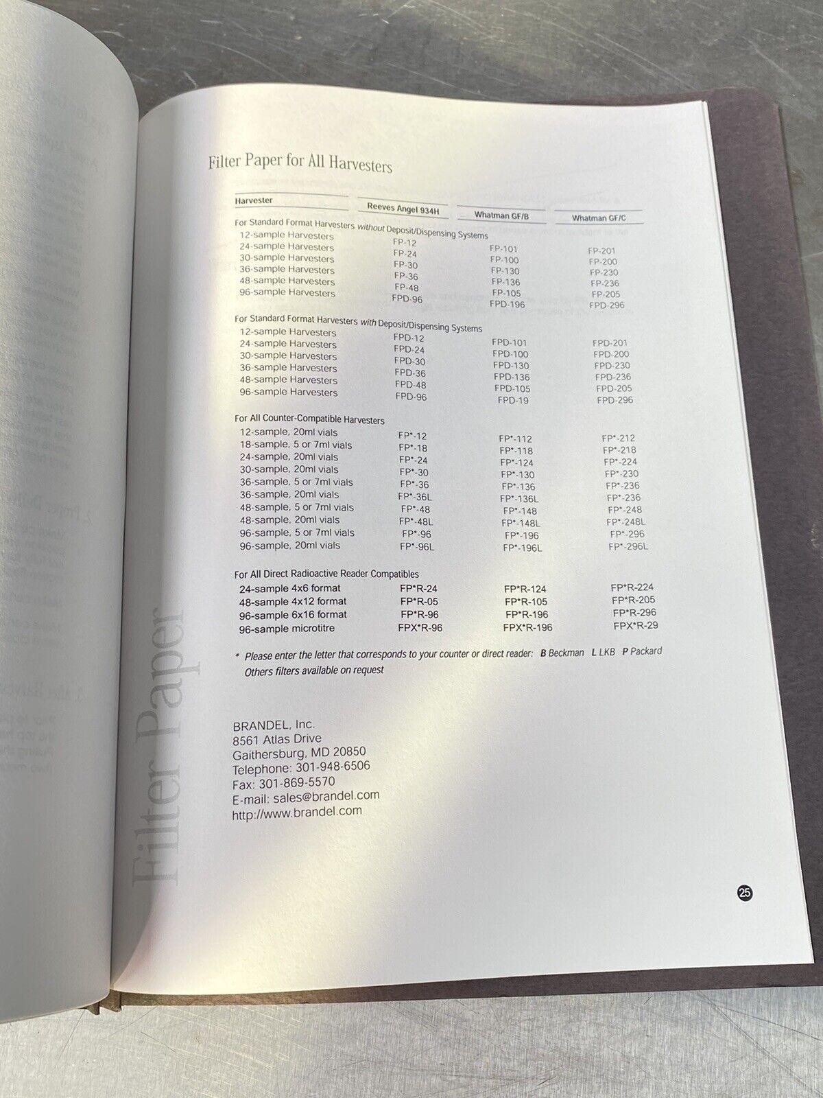 Brandel Cell Harvester M-24R - Users Guide / Instructions Book Manual