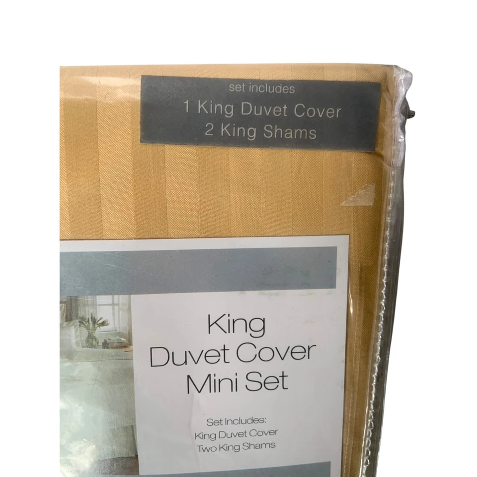 Funda nórdica King cama baño y más allá 100 % algodón satén 350 hilos nueva en paquete dorada Foto 2 de 4