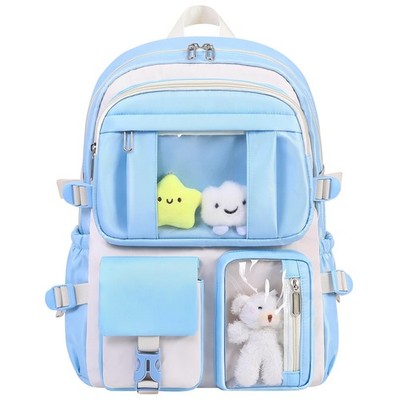 Kawaii Backpack for School Girls Cute Bag with Kawaii Stuff Bear Pendant Back...