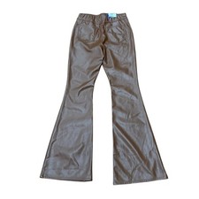 NWT Women's S Brown Flared Faux Leather Pants Tinseltown Hi Rise Small