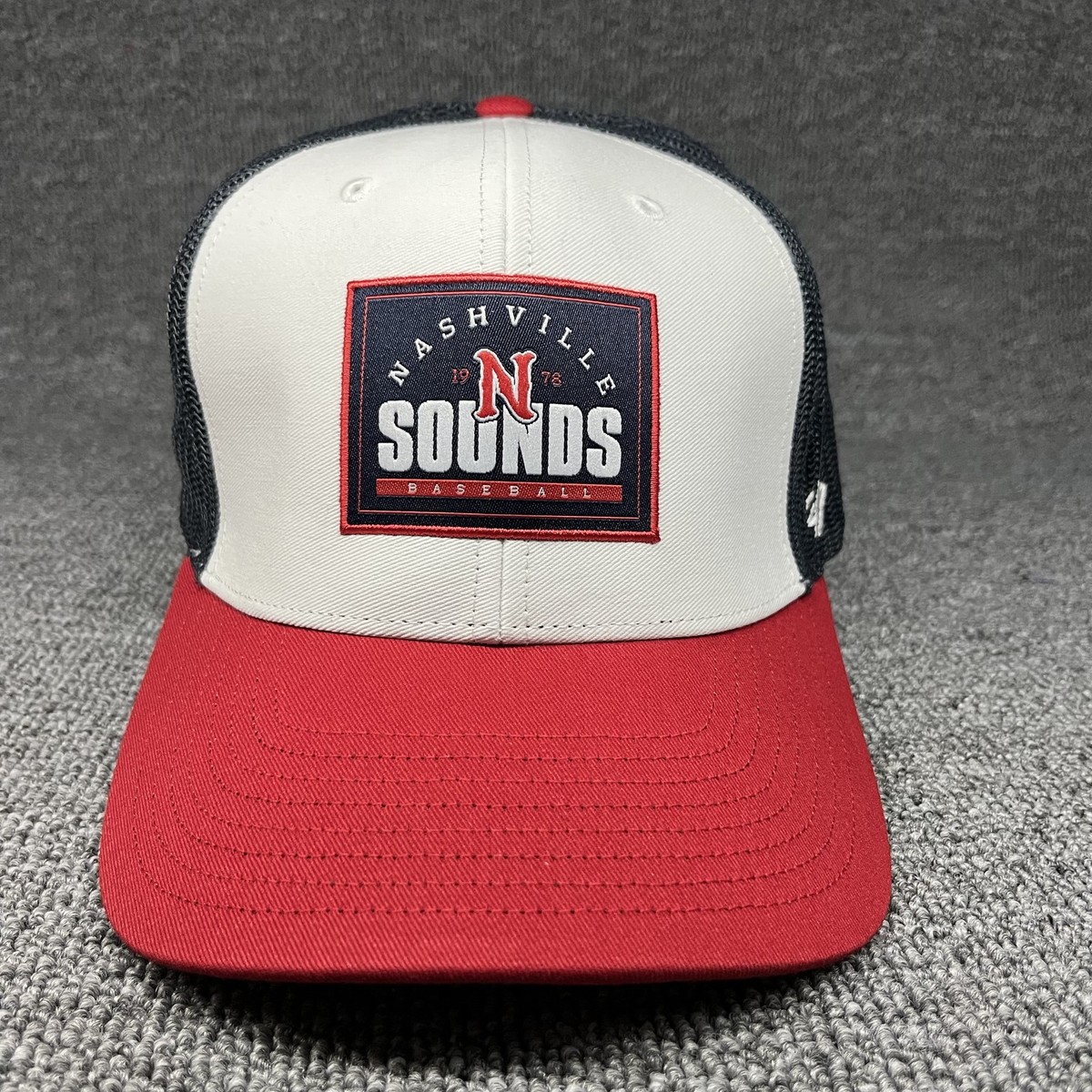 Nashville Sounds '47 Brand Leland Trucker Hat Snapback Cap Red Black Cream
