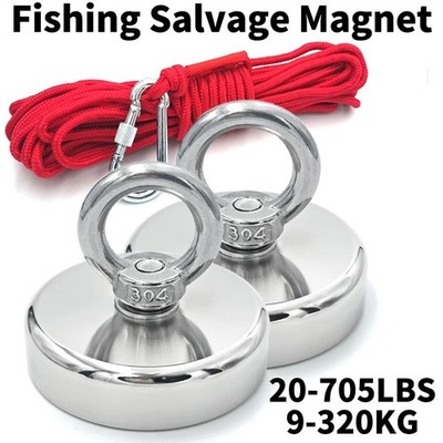 Super Strong N52 Neodymium Fishing Hook Magnet Eyebolt D16 D42mm Heavy Duty Rare