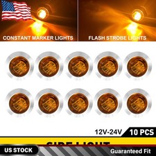 10pcs 34 Amber Strobesteady Marker Light For Trailer Truck Van Wchrome Bezel