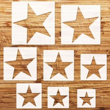 8PCS Large Star Stencils, 8 Different Size Star Stencils for Painting, Star Temp