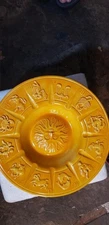 Vintage Zodiac Symbols Orange Ceramic Ashtray Sun/Astrological Signs