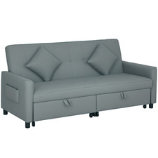 HOMCOM Reversible L-Shaped Sectional Sofa Bed with Cushions, Grey