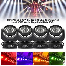   1/2/4 Pcs 36x10W RGBW 4in1 LED Zoom Moving Head 360W Wash Stage Light DMX 15CH