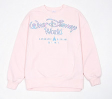 Walt Disney World Pink Patchwork Logo Oversized Sweatshirt Woman Size M