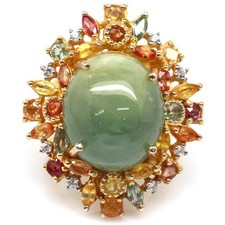 925 Sterling Silver Green - Fancy Color Sapphire Zircon Ring Size 7.75