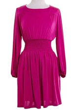 Donna Ricco Slit Crepe Sleeve Dress in Fuchsia Long Sleeve Dress Size 2P