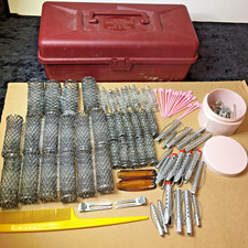 Vintage Haircare Wire Mesh Brush Rollers Curler Perm Rod Lot Pick Comb Clip Pins