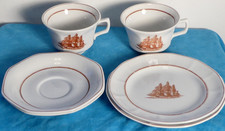 2 x Wedgwood Flying Cloud Large Teacup Trios - Red - Georgetown Collection