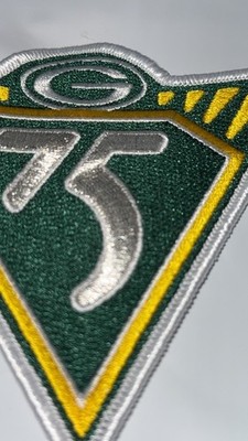 Green Bay Packers 75th Anniversary Patch w iron on metallic silver thread