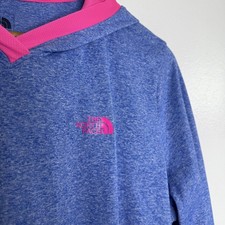 North Face Hoodie Womens Large Blue Pink FlashDry Thumbholes Lightweight