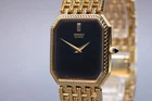 Vintage 1975 [Exc+5] SEIKO 9020-5430 Black Dial Tank Gold Quartz Unisex Watch