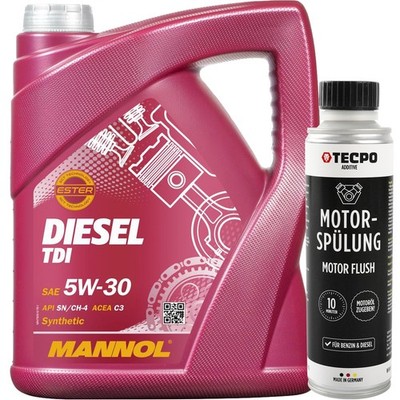 5L MANNOL 5W-30 DIESEL TDI MOTORÖL 505.01 505.00 502 LL-04 + 300 ml MOTOR FLUSH