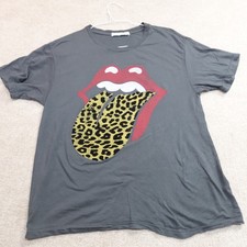 Daydreamer Womens Shirt Small Gray The Rolling Stones Leopard Tongue Made in USA
