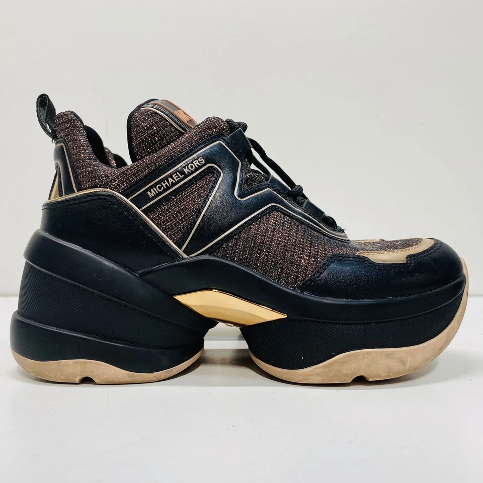 Michael Kors Women Olympia SG19H Multi Textile Leather Lace-Up Size 5.5 - Image 3 of 4