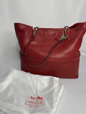 COACH Madison Leather North/South Tote Shopper Bag 26225 SCARLET