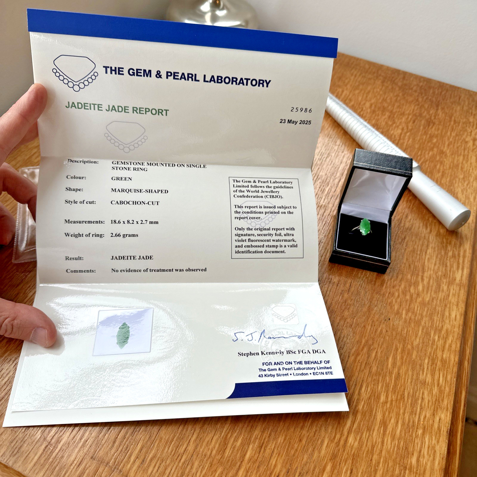 Solid White Gold Ring Untreated 2.5ct Imperial Gr… - image 1