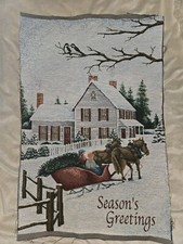 Winter Jahreszeiten Grüße Gobelin Stoff Panel