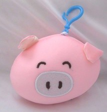 Snow Foam Micro Beads Pig Face Cushion/Pillow Backpack/Purse Clip-Brand New