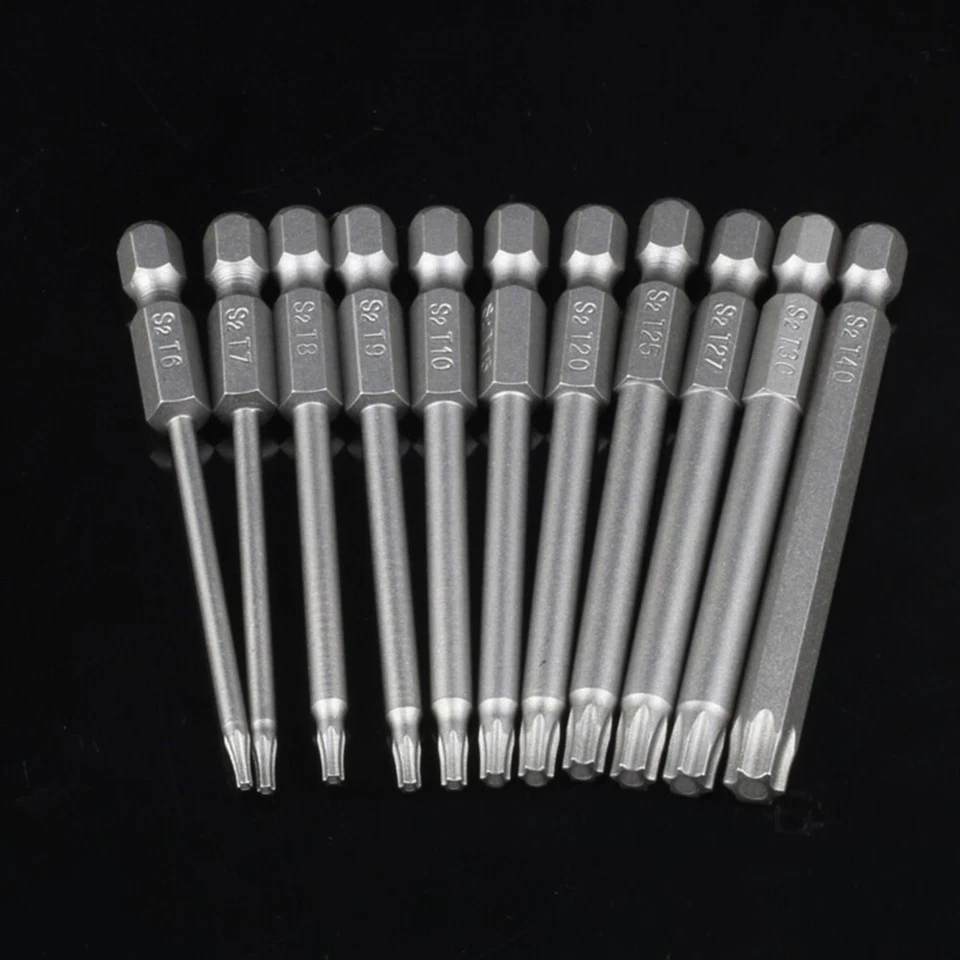 50mm-200mm Torx Star Hex Security Bit Set Tamper Proof Screwdriver Bit S2 T5-T40 - Image 3 of 4