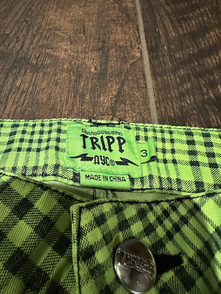Tripp NYC Size Juniors Daang Goodman Gothic Neon Plaid Print