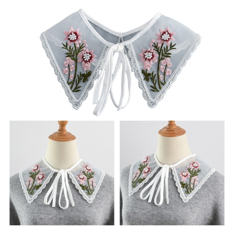 Embroidery False Collar Elegant Hollowout Floral Collar Casual