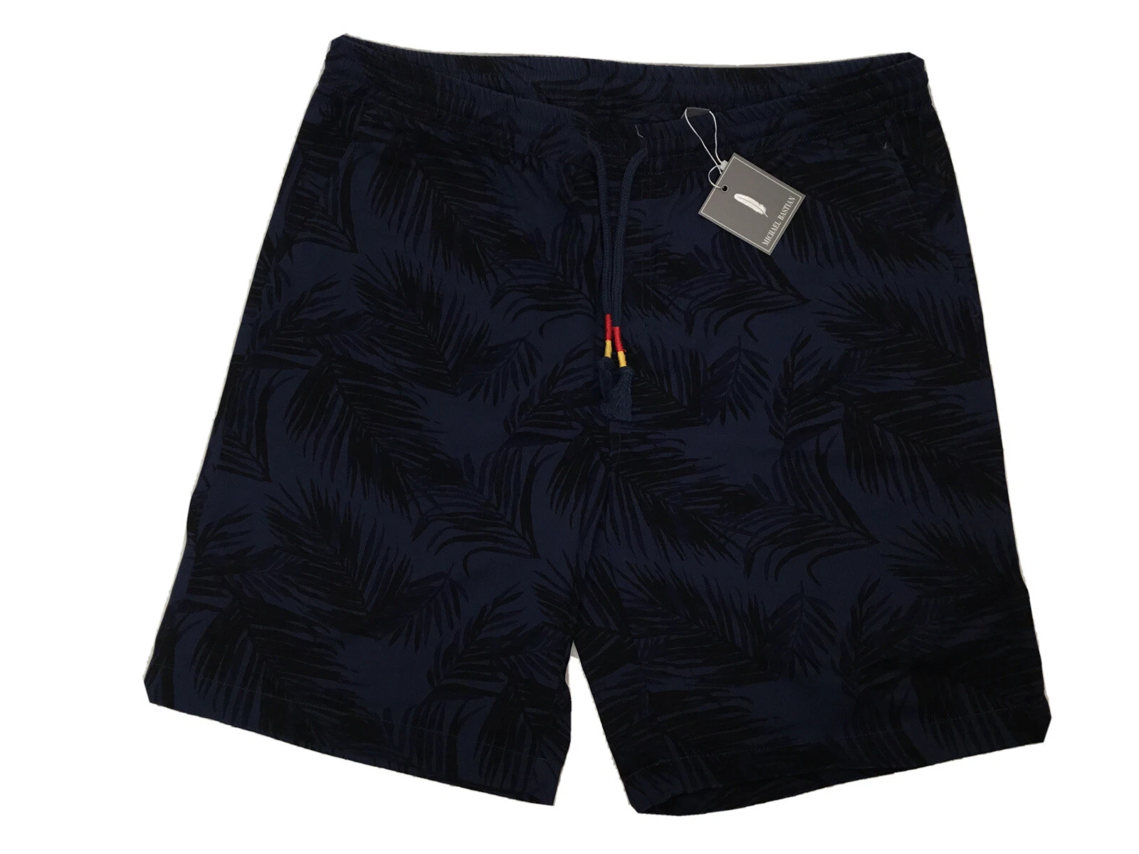 Michael Bastian Men's Leaf Print Shorts 9" Inseam M9S226, Navy, Md