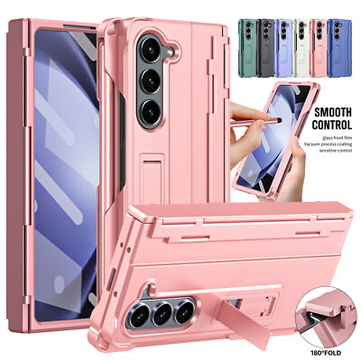 For Samsung Galaxy Z Fold6/5/4 Hinge Screen Protector Rugged Stand Case with Pen
