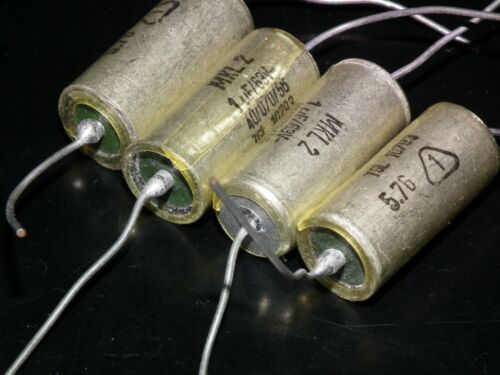 Four vintage NOS capacitors 1uF 63V MKL2 Made in West Germany in 1976 1mfd 63V - Picture 1 of 5