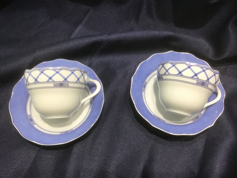 2 WEDGWOOD SCANDIC BLUE COPENHAGEN tea cup & saucer sets. NEVER USED!!
