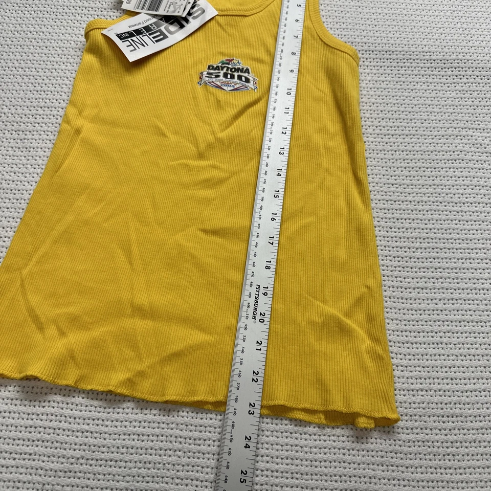 Camiseta sin mangas Daytona 500 2004 vintage acanalada talla grande amarilla nueva con etiquetas Foto 3 de 4