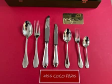 Set Cutlery 87P Christofle Pompadour Metal Silver Very Beautiful Condition