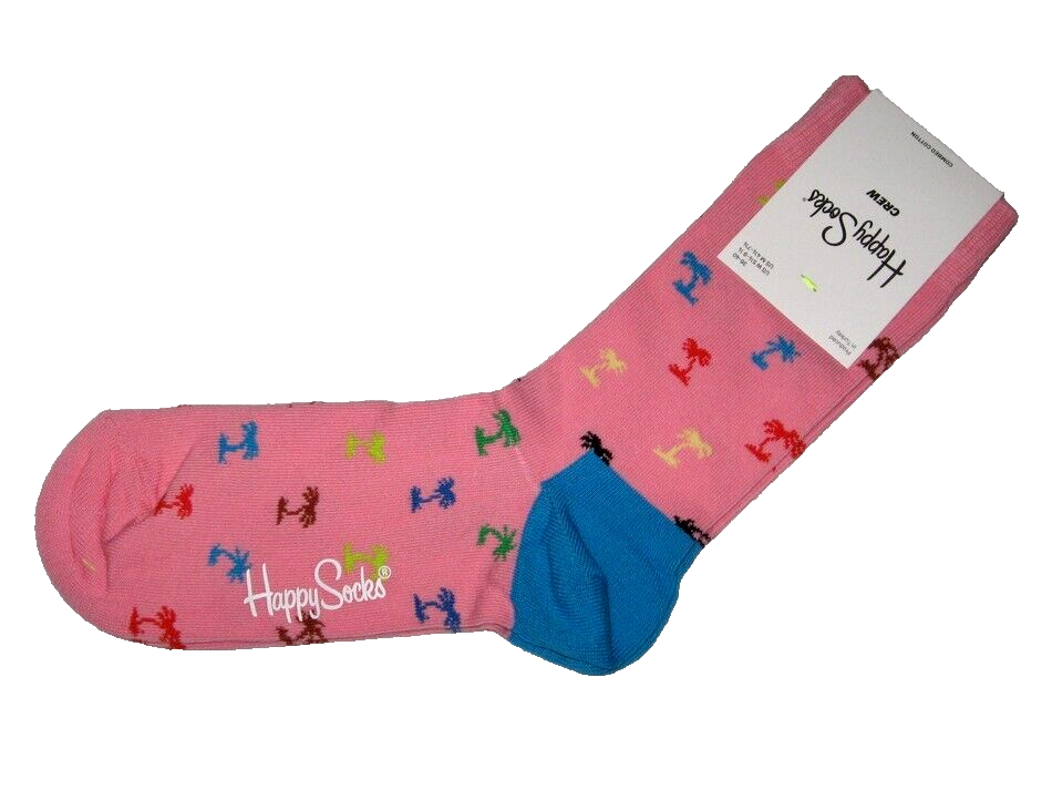 BNWT  HAPPY SOCKS  Palm Trees Combed Cotton Socks Pink  Size 3½ - 6½