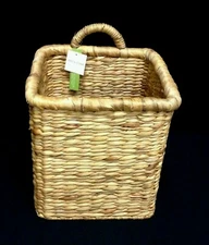 Seagrass Hyacinth Rattan Laundry Toys Storage Square Basket Bin Decor Small 12"