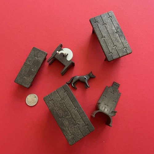 Playmobil Castle Vtg Medieval King Knight Throne Chair Table Dog Pet Wheel