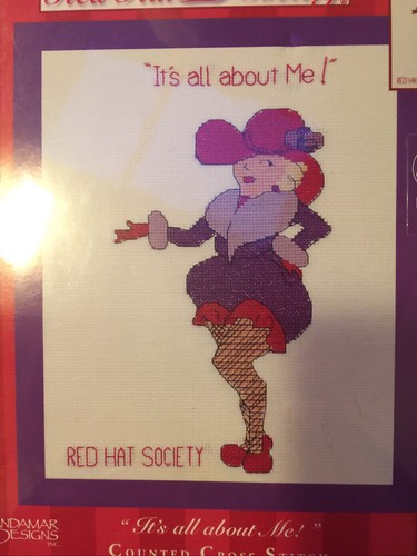2 New Red Hat Society Cross Stitch Kits Its All About Me & Flying High - Picture 6 of 12