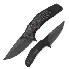 8" DARK FANTASY BLADES SKULL PRINTED SPRING ASSISTED METAL FOLDING KNIFE BLACK
